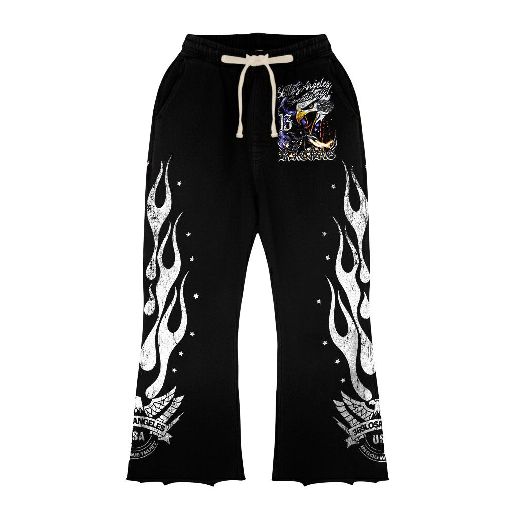 Speedway Eagle Long-Sleeve T-Shirt & Flare Sweatpants Full Set