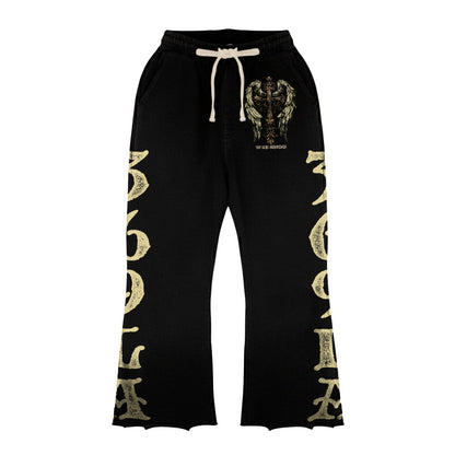 Angel Snake Double-Layer Long-Sleeve T-Shirt & Flare Sweatpants Full Set