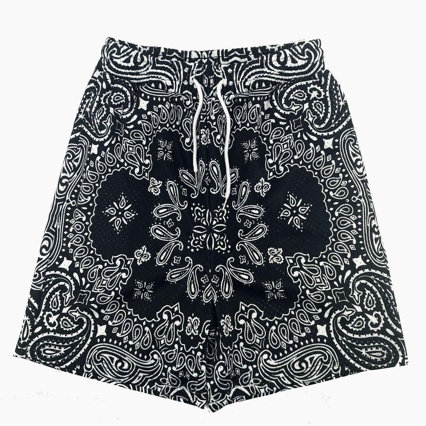 Black Bandana Mesh Shorts