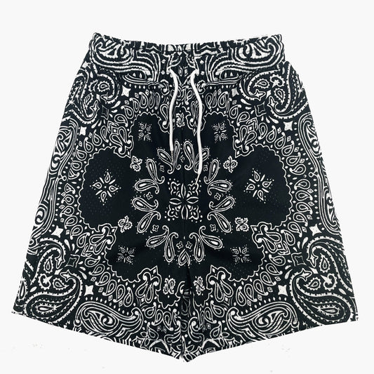 Black Bandana Mesh Shorts