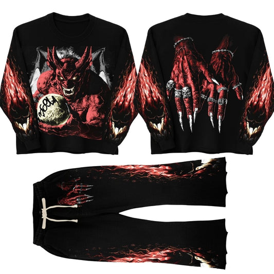 Devil Of Desire Long-Sleeve T-Shirt & Flare Sweatpants Full Set