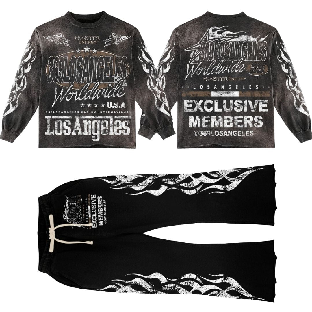 Exclusive Members Long-Sleeve T-Shirt & Flare Sweatpants Full Set