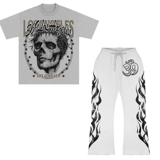 Life Forever Short-Sleeve T-Shirt & Flare Sweatpants Full Set