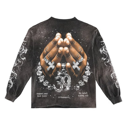 Take A Risk Long-Sleeve T-Shirt & Flare Sweatpants Full Set