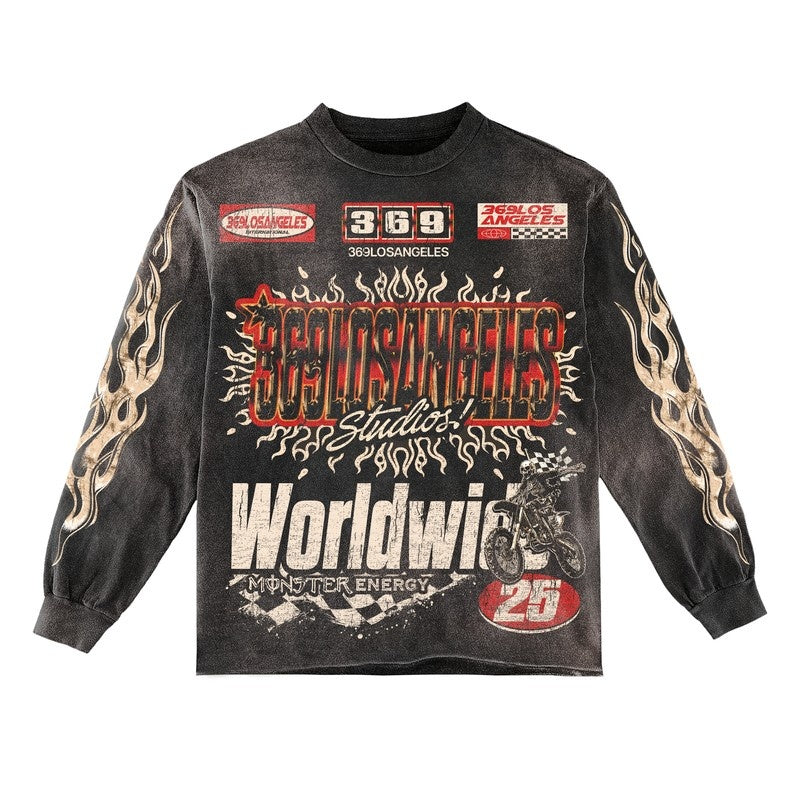 Dirtbike Long-Sleeve T-Shirt & Flare Sweatpants Full Set
