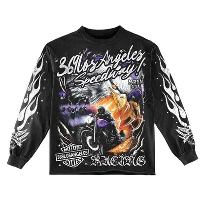 Speedway Eagle Long-Sleeve T-Shirt & Flare Sweatpants Full Set