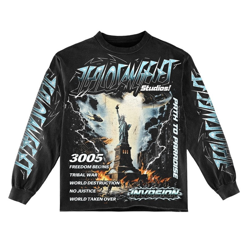 No Justice Long-Sleeve T-Shirt & Flare Sweatpants Full Set