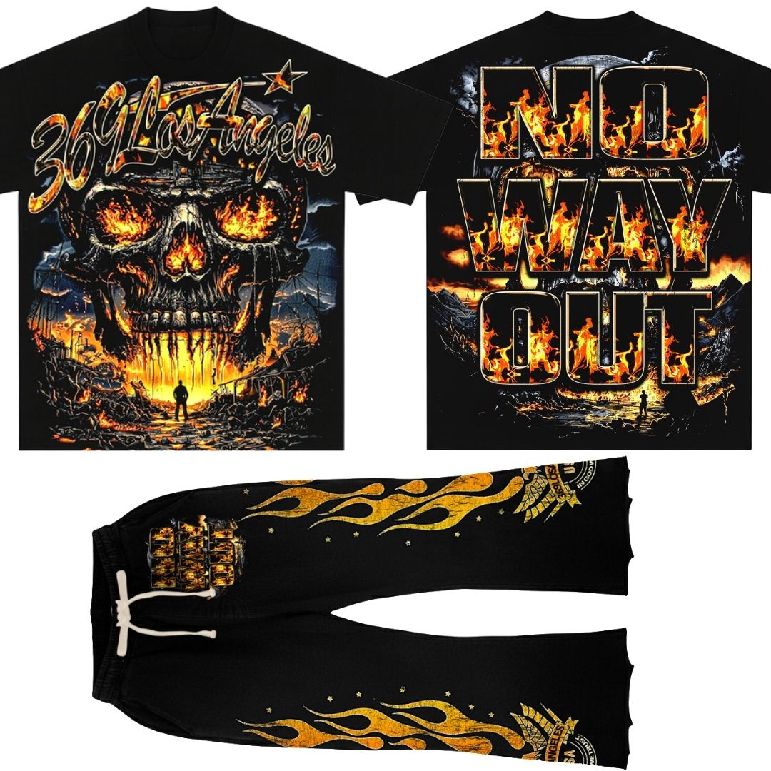 No Way Out Short-Sleeve T-Shirt & Flare Sweatpants Full Set