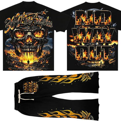 No Way Out Short-Sleeve T-Shirt & Flare Sweatpants Full Set