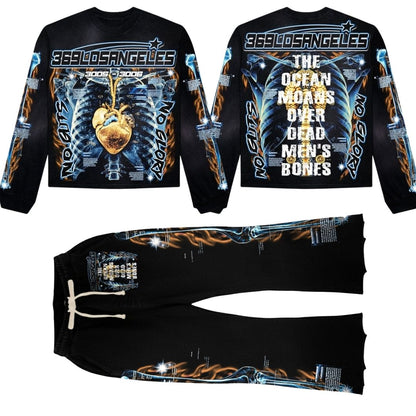 Ocean Over Long-Sleeve T-Shirt & Flare Sweatpants Full Set