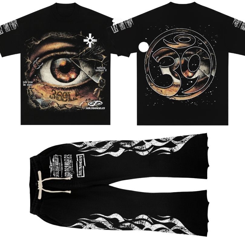 Piercing Vision Short-Sleeve T-Shirt & Flare Sweatpants Full Set