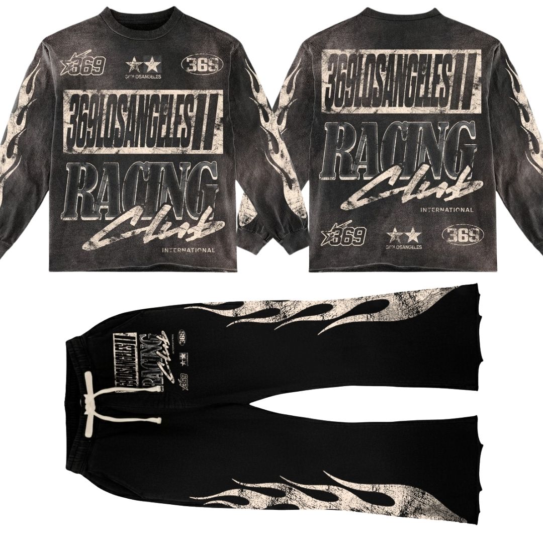 Racing Club Long-Sleeve T-Shirt & Flare Sweatpants Full Set