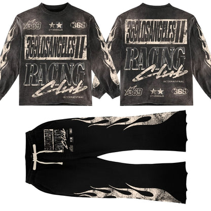 Racing Club Long-Sleeve T-Shirt & Flare Sweatpants Full Set