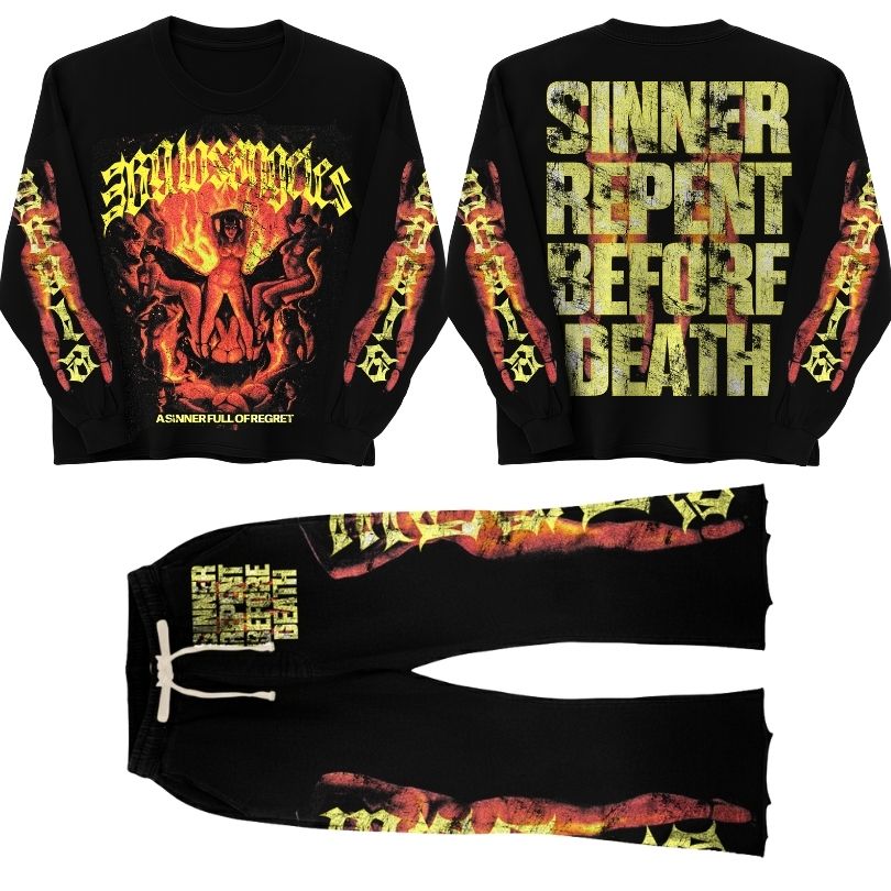 Sinners Repent Long-Sleeve T-Shirt & Flare Sweatpants Full Set