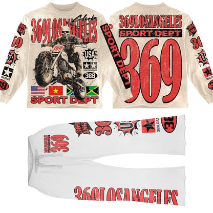 Sport Dept. Long-Sleeve T-Shirt & Flare Sweatpants Full Set