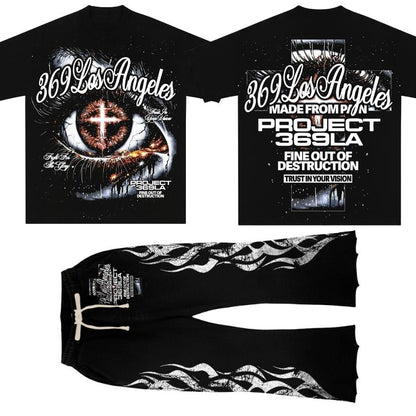 Trust In Your Vision Short-Sleeve T-Shirt & Flare Sweatpants Full Set