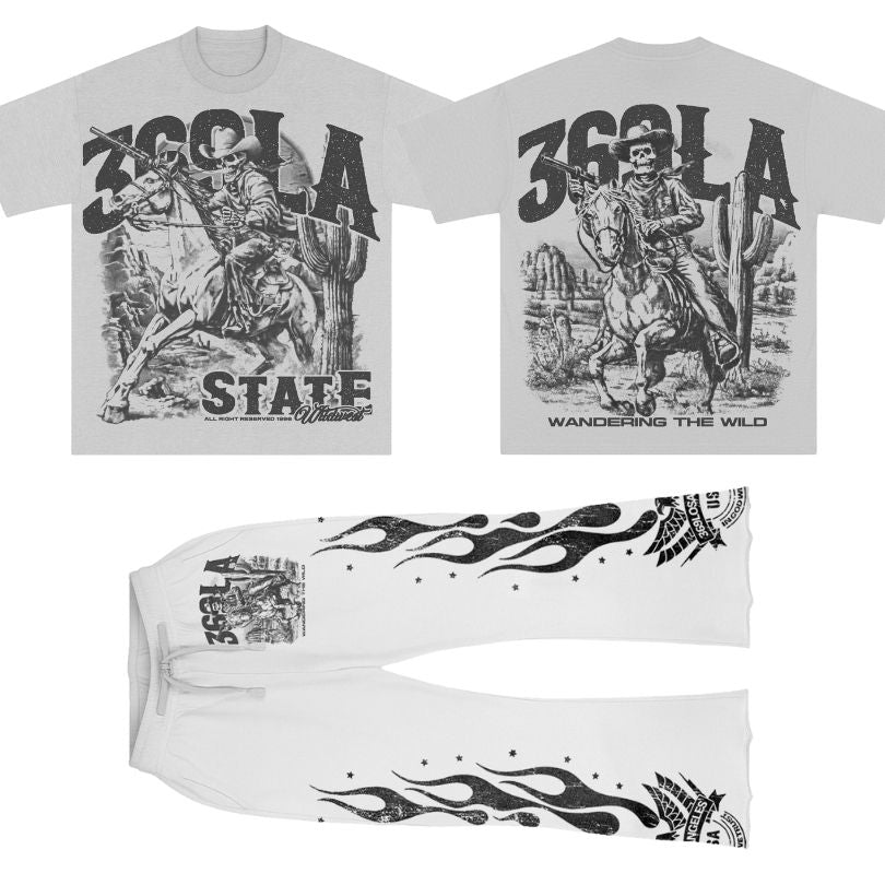 Wandering The Wild Short-Sleeve T-Shirt & Flare Sweatpants Full Set