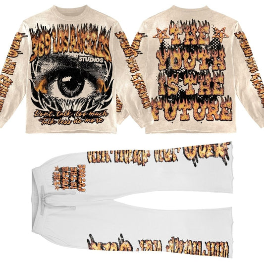 Youth Is The Future Long-Sleeve T-Shirt & Flare Sweatpants Full Set
